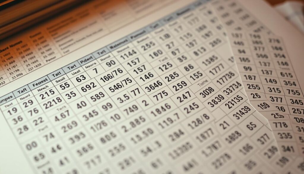 A detailed analysis of lottery number combinations displayed on a neatly organized spreadsheet, illuminated by warm task lighting and captured from a slight overhead angle. The numbers are presented in a clean, minimalist layout, allowing the viewer to clearly focus on the intricate patterns and statistical insights. The overall mood is one of focused, analytical contemplation, inviting the viewer to delve into the strategic nuances of effective lottery number selection. A detailed analysis of lottery number combinations displayed on a neatly organized spreadsheet, illuminated by warm task lighting and captured from a slight overhead angle. The numbers are presented in a clean, minimalist layout, allowing the viewer to clearly focus on the intricate patterns and statistical insights. The overall mood is one of focused, analytical contemplation, inviting the viewer to delve into the strategic nuances of effective lottery number selection.